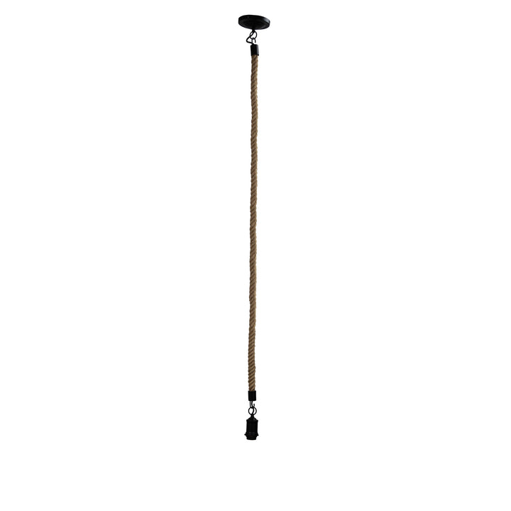 ROPE 2m Long Rope Pendant Matt Black and Coir Pendant