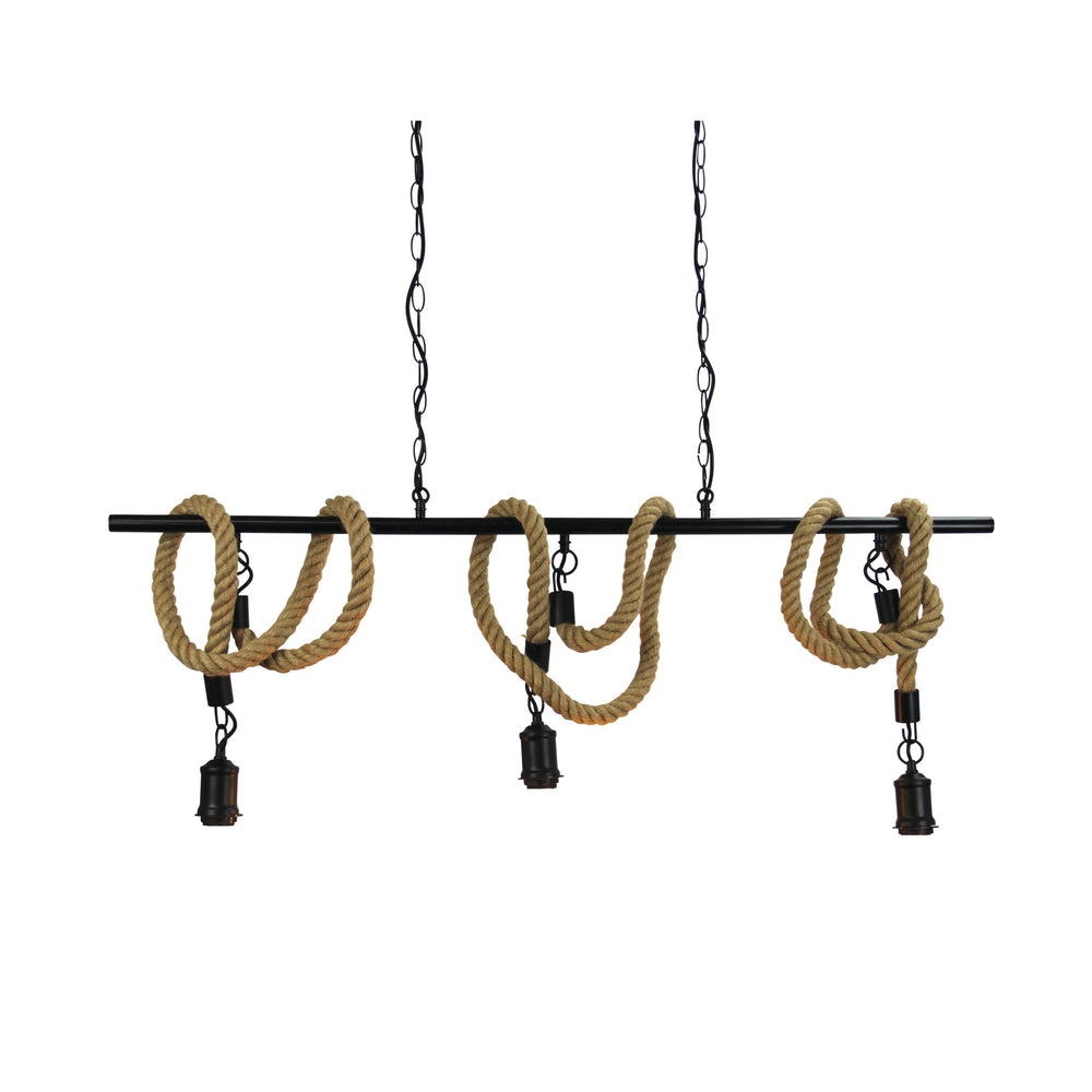ROPE.3 LIGHT Triple Rope Pendant Matt Black and Coir Pendant