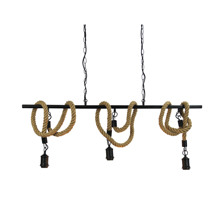 ROPE.3 LIGHT Triple Rope Pendant Matt Black and Coir Pendant
