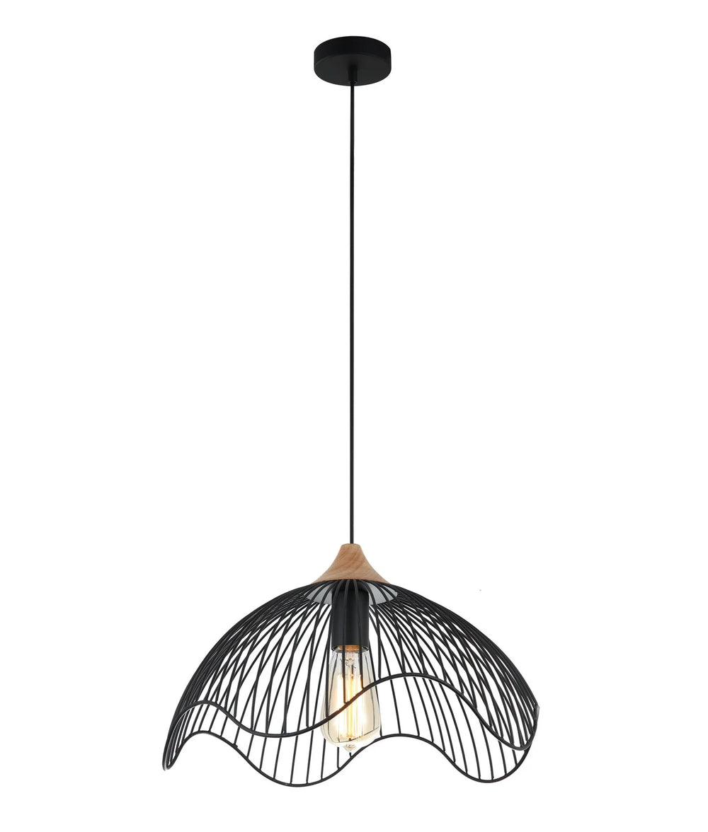 SPIAGGIA: Dome Shape & Wavy Edge Pendant Lights Black pendant