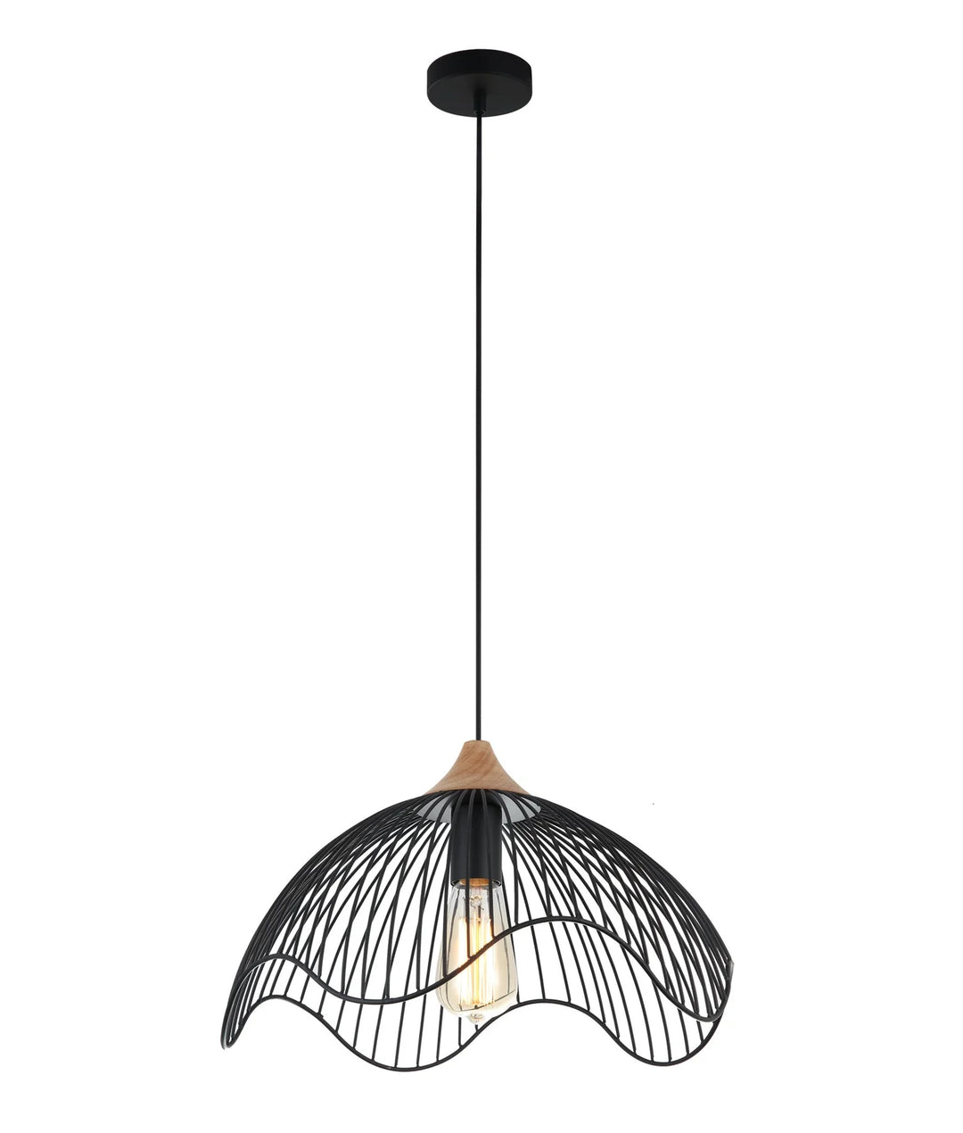 SPIAGGIA: Dome Shape & Wavy Edge Pendant Lights Black pendant