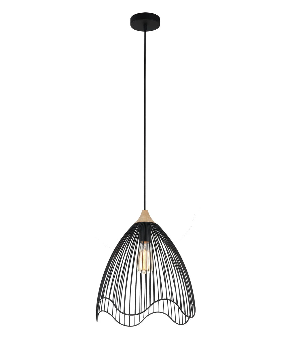 SPIAGGIA: Cone Shape & Wavy Edge Pendant Lights Black Pendant