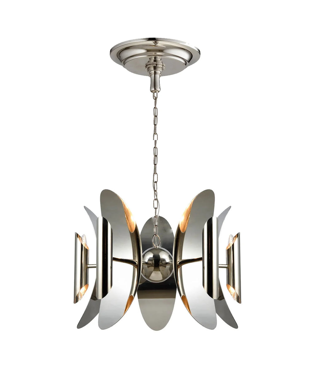 STRATO: Abstract Polished Nickel Hardware with Stainless Steel Pendant Light Pendant