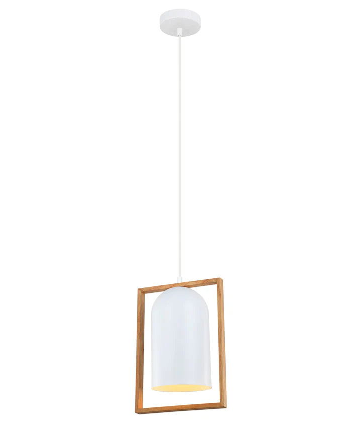 SWING: Oblong Wood Frame Pendant Lights White Pendant