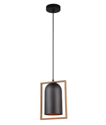 SWING: Oblong Wood Frame Pendant Lights Black Pendant