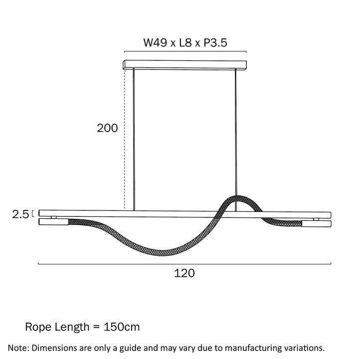 TAFT 120CM PENDANT- Gun Metal Pendant