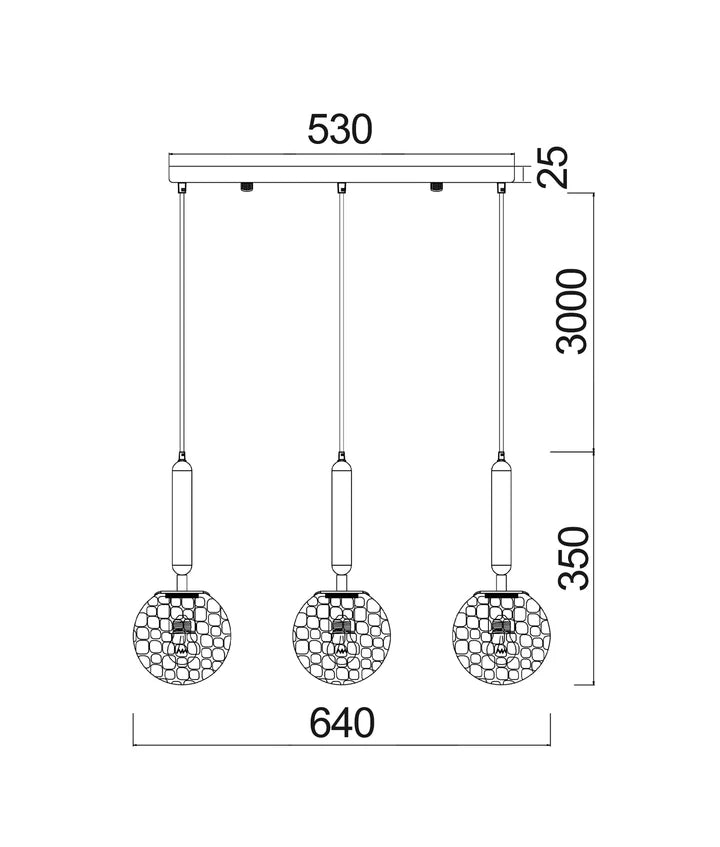 TRATTINO: Interior Bronze Amber /Smokey Black Spherical Glass Multiple Bar Base Pendant Lights Pendant