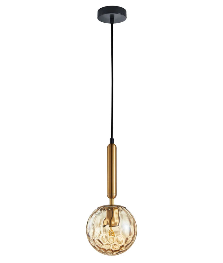 TRATTINO: Interior Bronze Amber / Smokey Black Spherical Glass Pendant Lights Bronze Amber Pendant