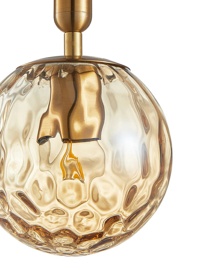 TRATTINO: Interior Bronze Amber / Smokey Black Spherical Glass Multiple Round Base Pendant Lights Pendant