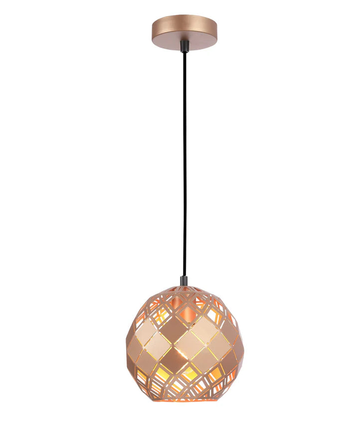 TUILE: Interior Small/Large Embossed Tiled Iron Wine Glass Shape Pendant Lights Small Champagne Gold Pendant