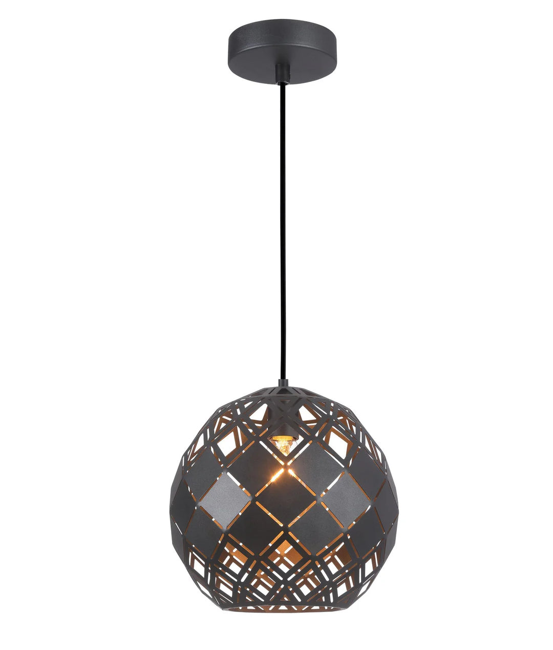 TUILE: Interior Small/Large Embossed Tiled Iron Wine Glass Shape Pendant Lights Large Matte Black Pendant