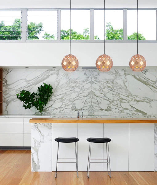 TUILE: Interior Small/Large Embossed Tiled Iron Wine Glass Shape Pendant Lights Pendant