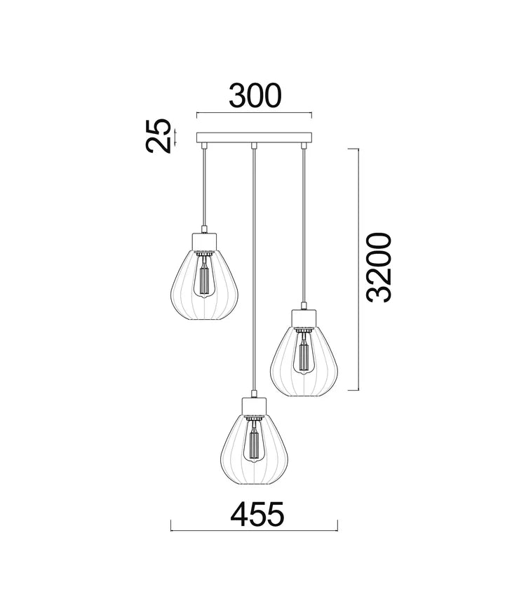 TULIP: Interior Bronze Amber / Smokey Black Wine Glass Ribbed Multiple Round Base Pendant Lights Pendant