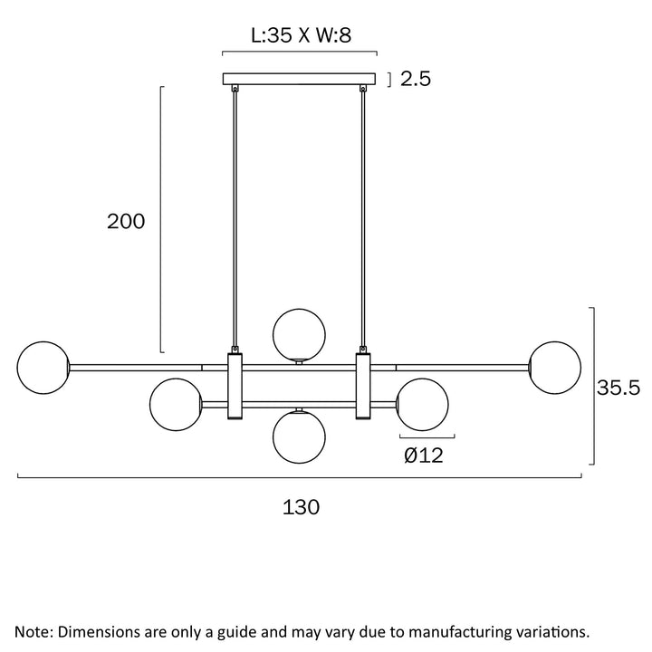 TYSON 6 LIGHT PENDANT BLACK Pendant