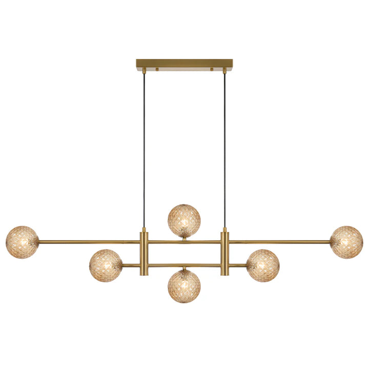 TYSON 6 LIGHT PENDANT ANTIQUE GOLD Amber Tear Pendant