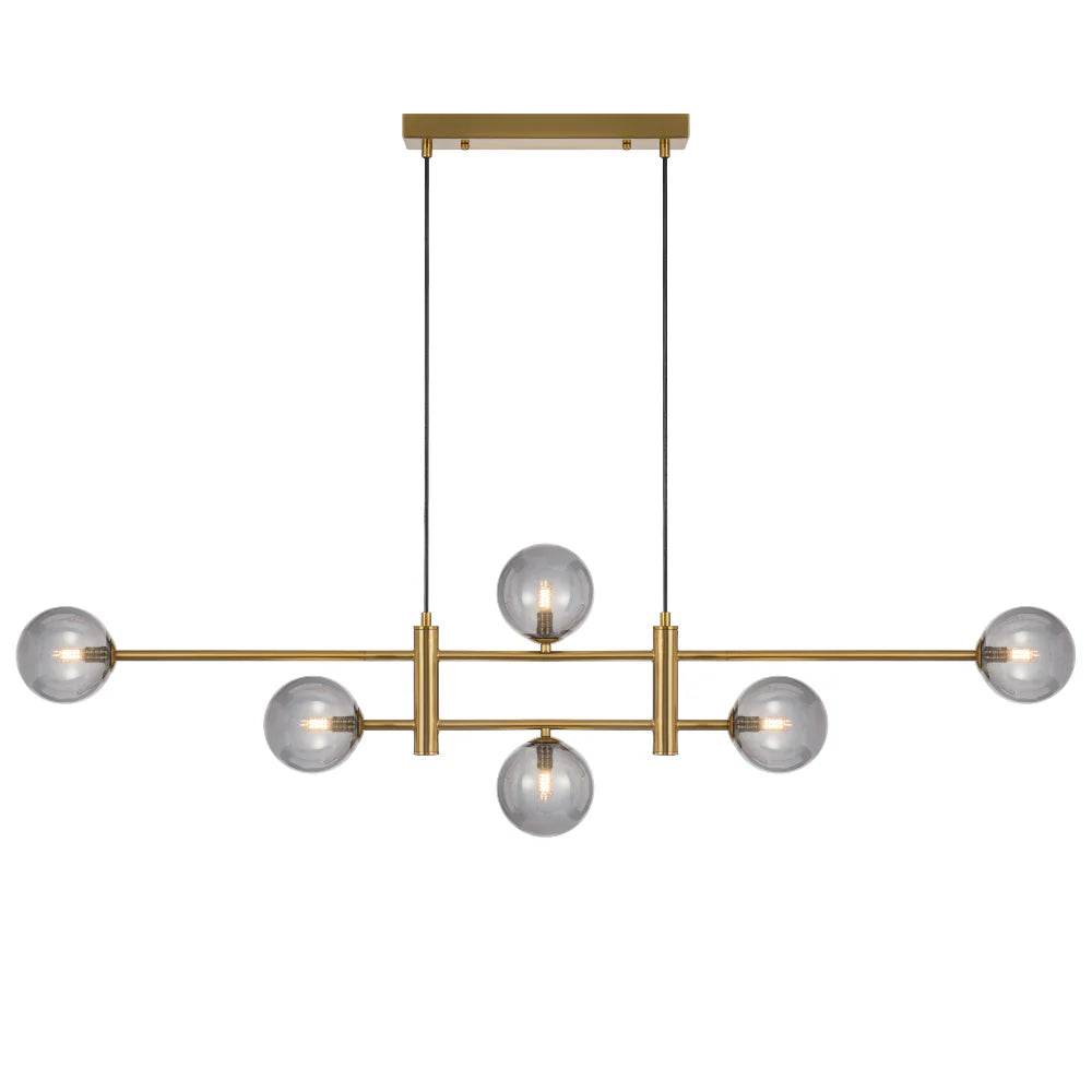 TYSON 6 LIGHT PENDANT ANTIQUE GOLD Smoke Pendant
