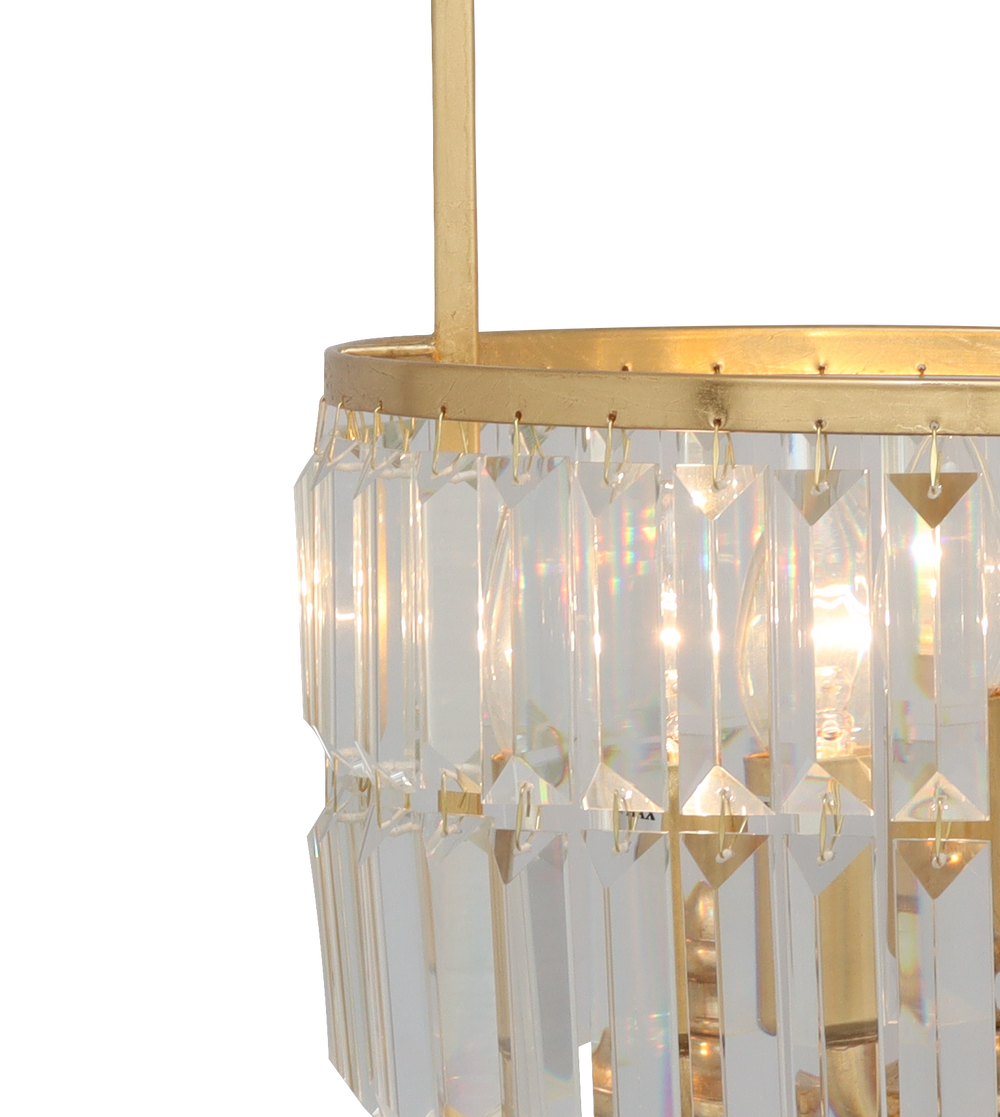 GOLD LEAF CLEAR CRYSTAL 3LT CHANDELIER Pendant