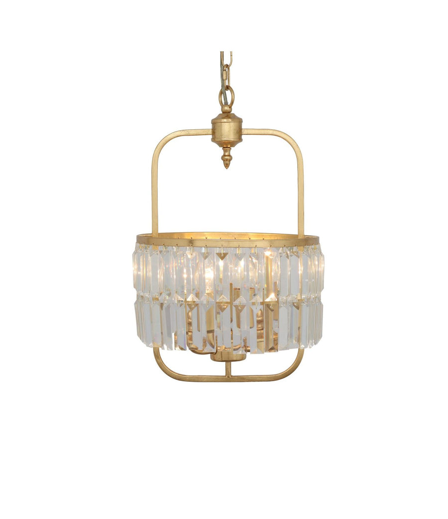 GOLD LEAF CLEAR CRYSTAL 3LT CHANDELIER Pendant