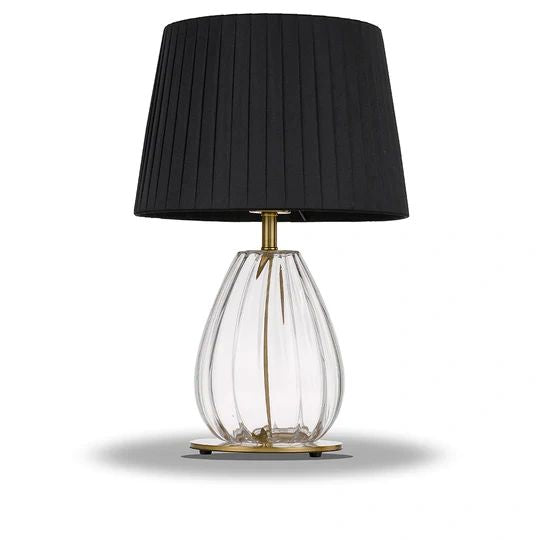 TELBIX VEANA TABLE LAMP ANTIQUE GOLD CLEAR BLACK TABLE LAMP