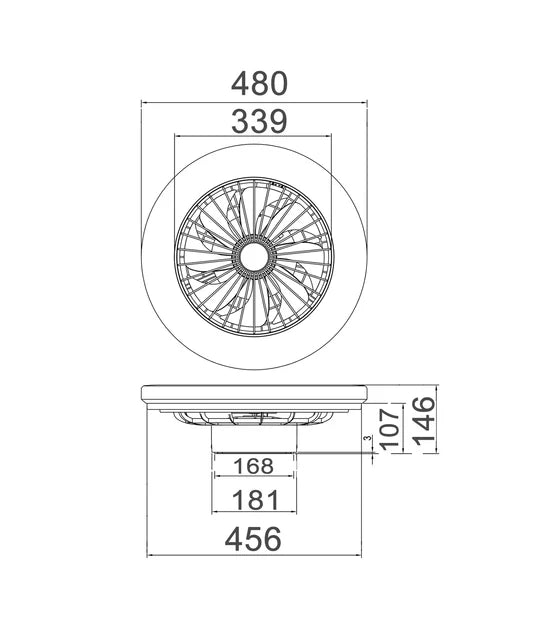 VIFTU: Interior Low Profile DC Surface Mounted Ceiling Fan with LED Tri-CCT Light Ceiling Fan