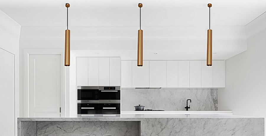 Viva Pendant 600mm White/Black/Satin Brass 3CCT Pendant
