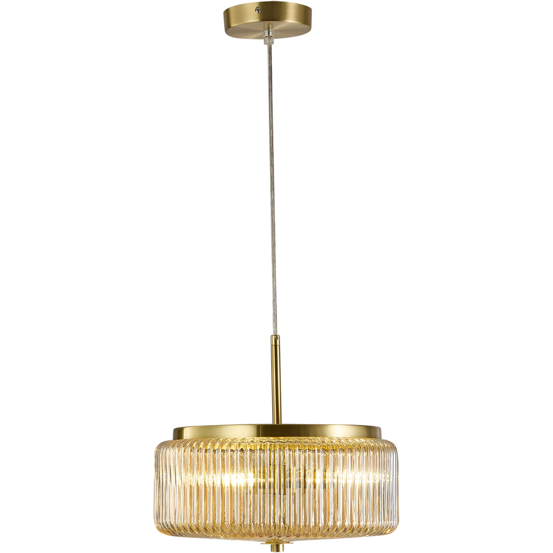 Whistler Contemporary Ribbed Glass G9 Pendant Amber Pendant