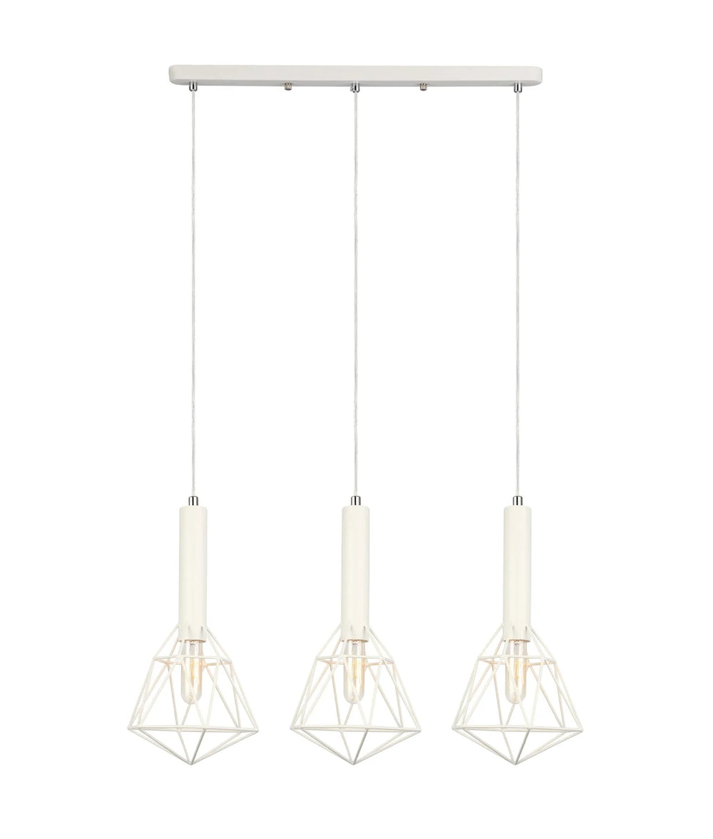 BLACKBAND & WHITEBAND Pendant Light 3x Bird Cage With Bar Base White Pendant
