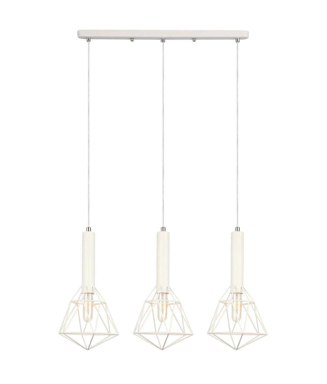 BLACKBAND & WHITEBAND Pendant Light 3x Bird Cage With Bar Base White Pendant