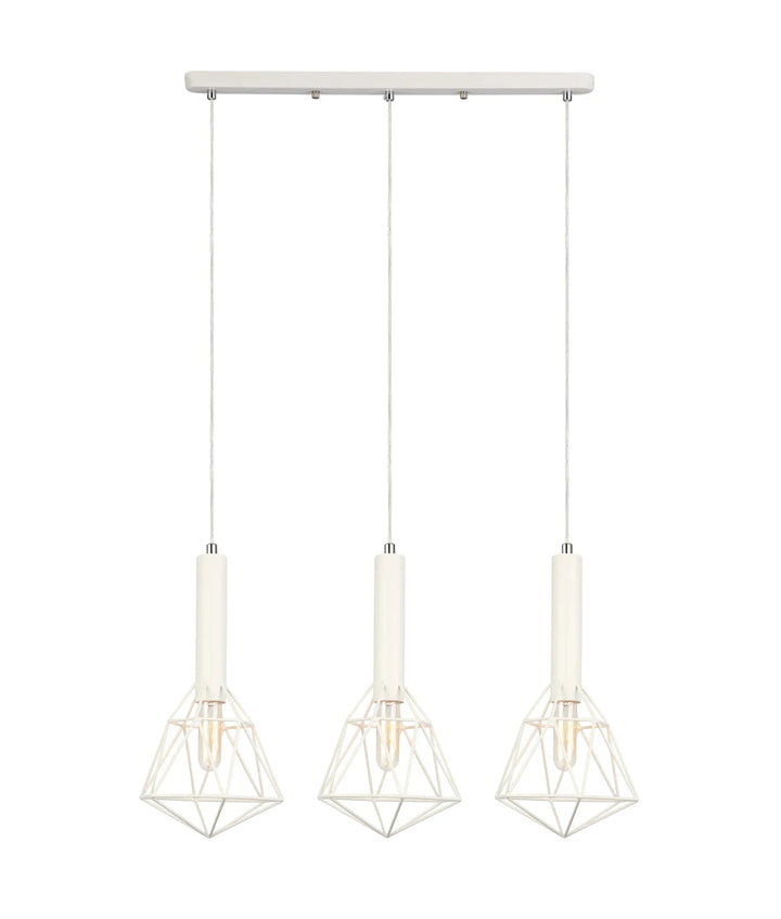 BLACKBAND & WHITEBAND Pendant Light 3x Bird Cage With Bar Base White Pendant