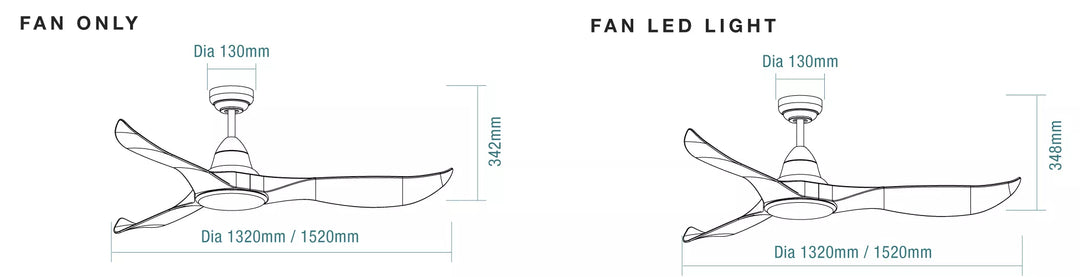 Wave 52″ / 60″ DC Ceiling Fan with Light Ceiling Fan