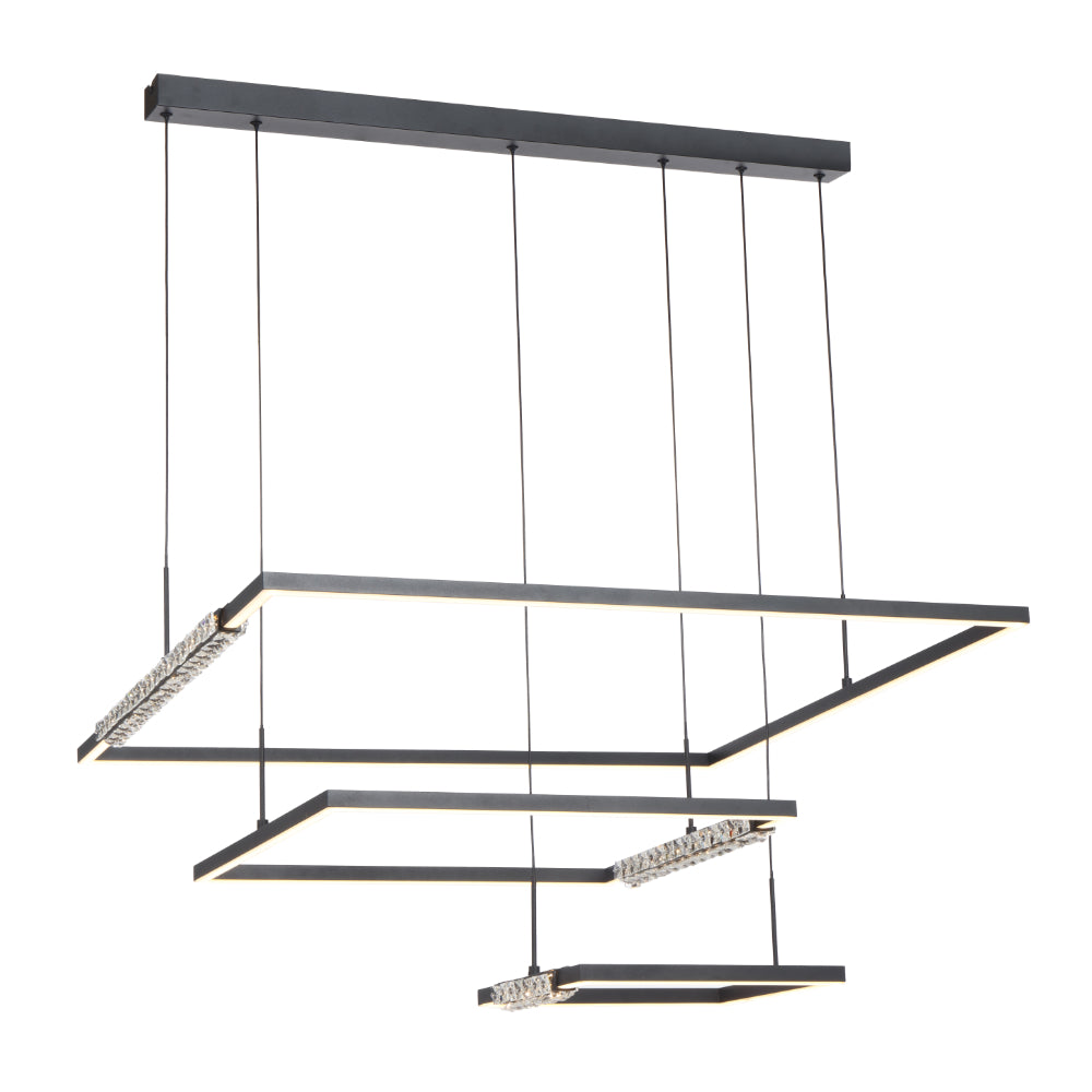 ZAFRA 3 TIER PENDANT BLACK SAND/CRYSTAL Pendant