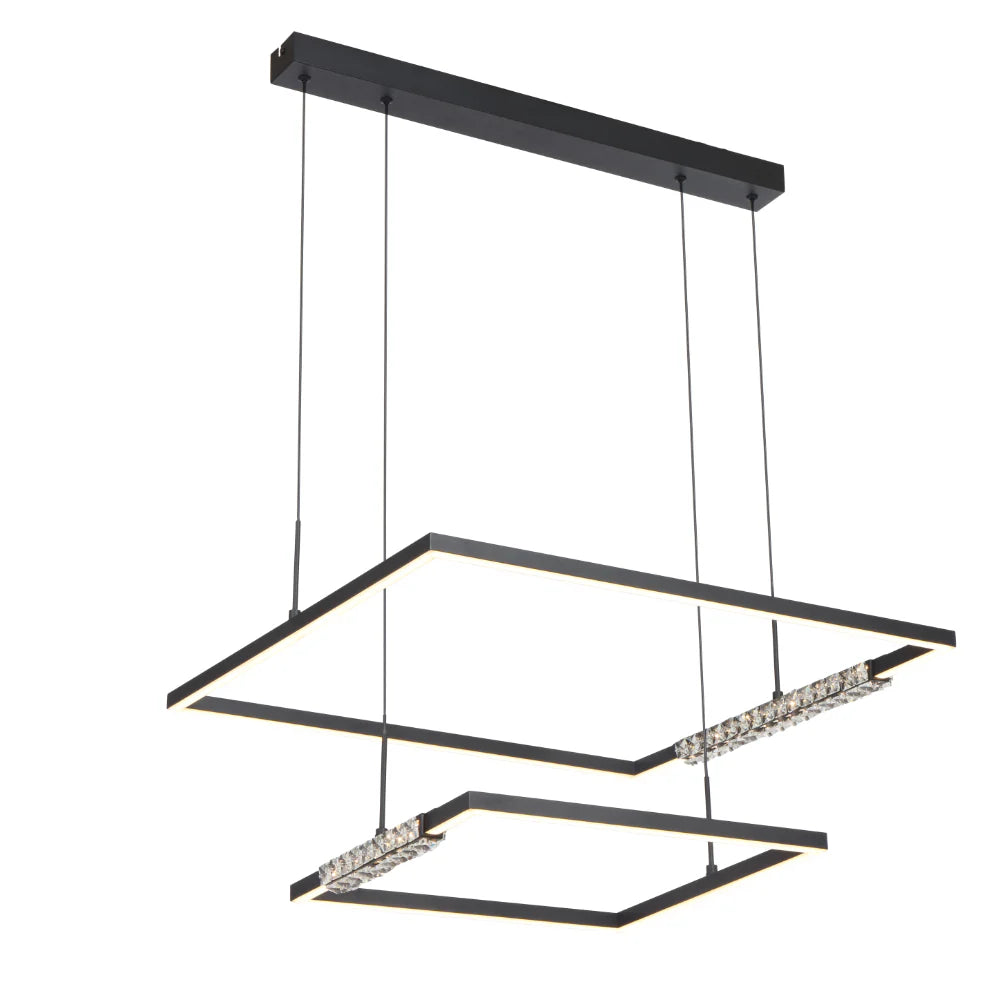 ZAFRA 2 TIER PENDANT BLACK SAND/CRYSTAL Pendant
