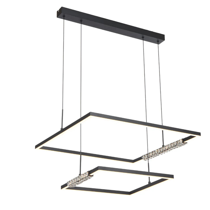 ZAFRA 2 TIER PENDANT BLACK SAND/CRYSTAL Pendant