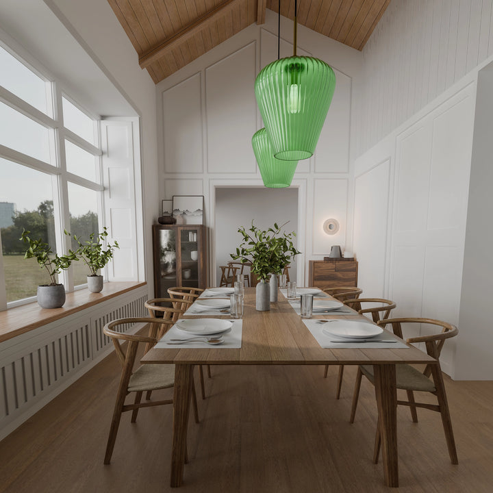 Ribbon Fluted Glass Pendant Light 360mm Pendant