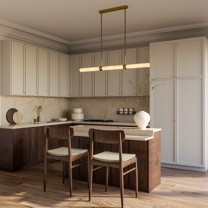 Calibo Bower Modern Alabaster Stone 1232mm Linear Pendant Light | Brass Pendant