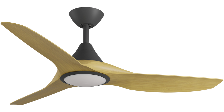 CloudFan Smart DC Fan with Light, and Bamboo Blade Black with Bamboo Ceiling Fan