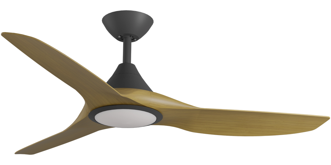 CloudFan DC Fan with Light, Teak Blade Black with Teak Ceiling Fan