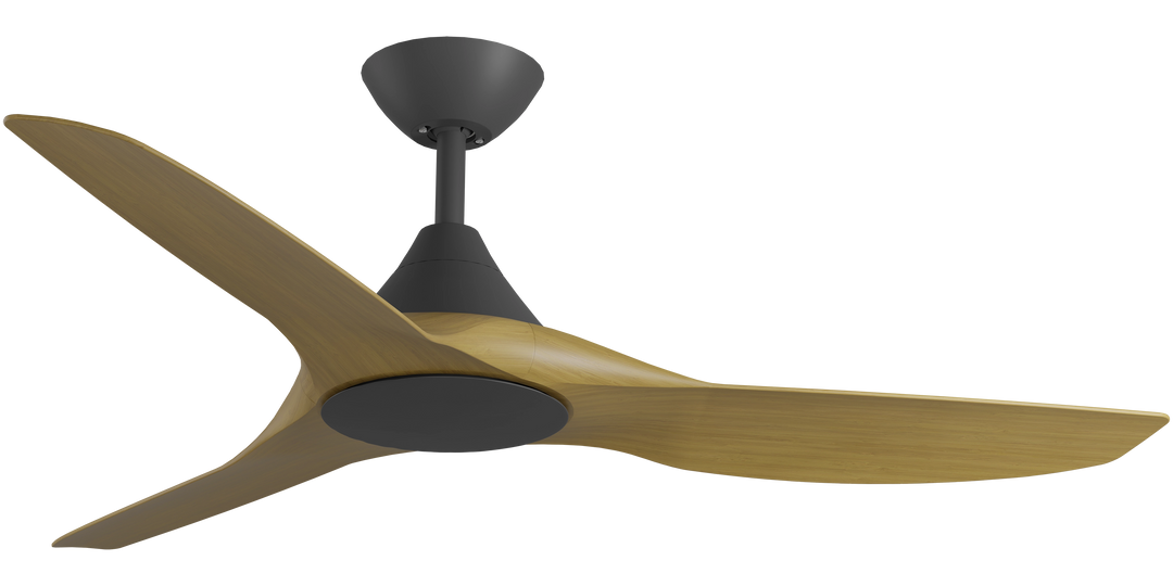 CloudFan Smart DC Fan with Teak Blades Black with Teak Ceiling Fan