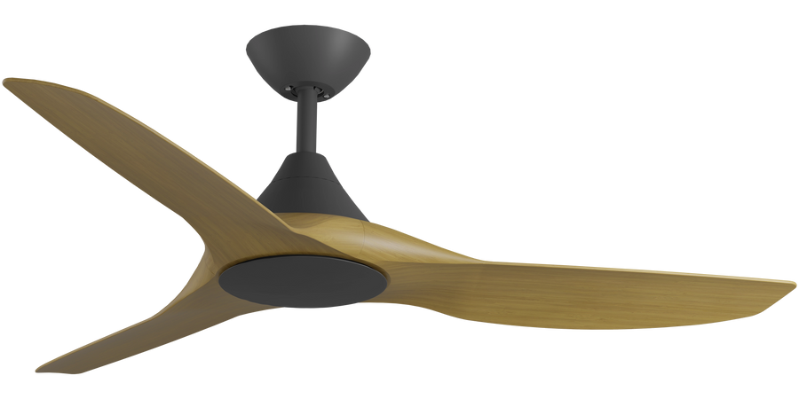 CloudFan Smart DC Fan with Teak Blades Black with Teak Ceiling Fan