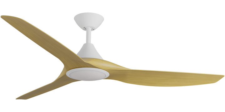 CloudFan Smart DC Fan with Light, and Bamboo Blade White with Bamboo Ceiling Fan