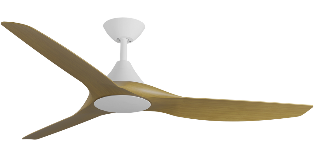 CloudFan Smart DC Fan with Teak Blades White with Teak Ceiling Fan