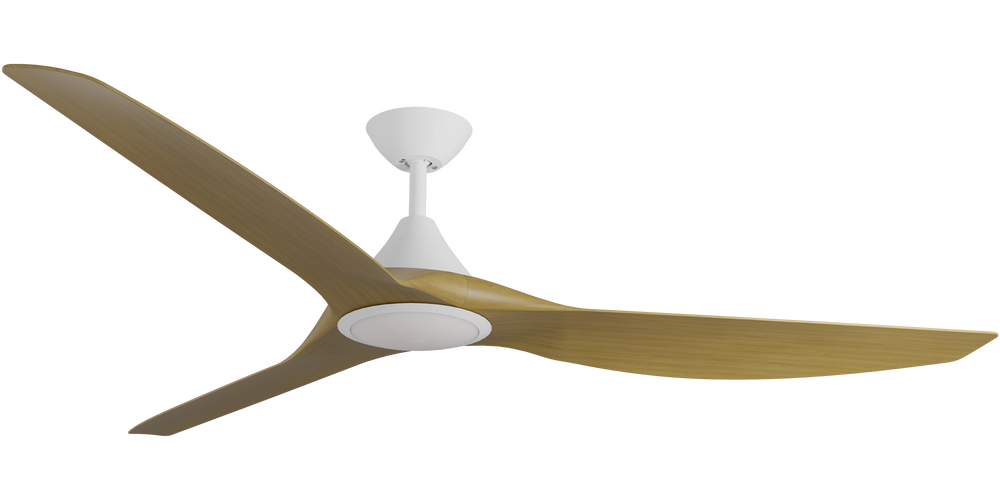 CloudFan DC Fan with Light, Teak Blade White with Teak Ceiling Fan