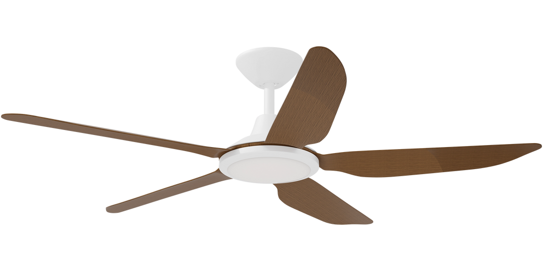 Storm DC Fan with LED light /Koa Blades White with Koa Celling Fan