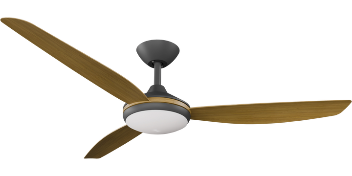 Calibo Condor DC Fan with Light, Teak Blades Black Ceiling Fan
