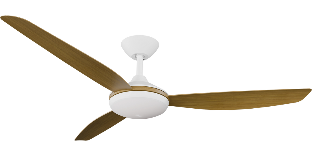 Calibo Condor DC Fan with Light, Teak Blades White Ceiling Fan