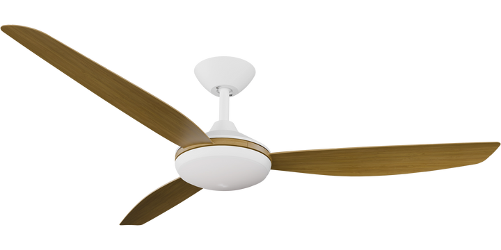 Calibo Condor DC Fan with Light, Teak Blades White Ceiling Fan
