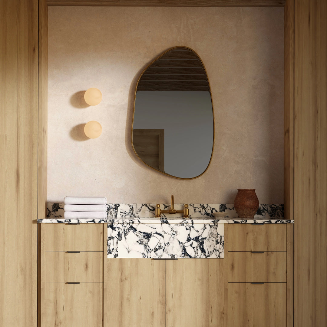 Calibo Crest Alabaster Glass 120mm/140mm IP44 Orb Wall Light VANITY LIGHT