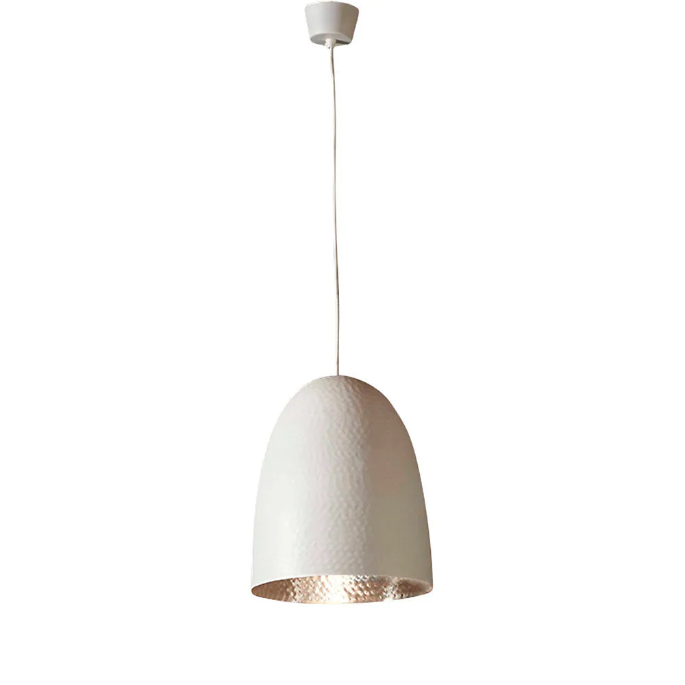 Dolce Beaten Ceiling Pendant White and Silver Pendant