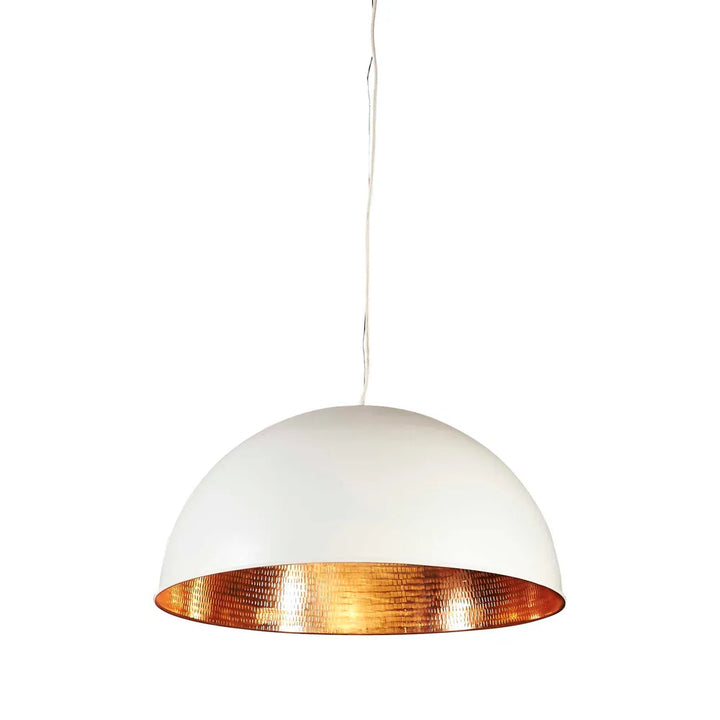 Alfresco Dome Ceiling Pendant Lamp White with Copper Pendant