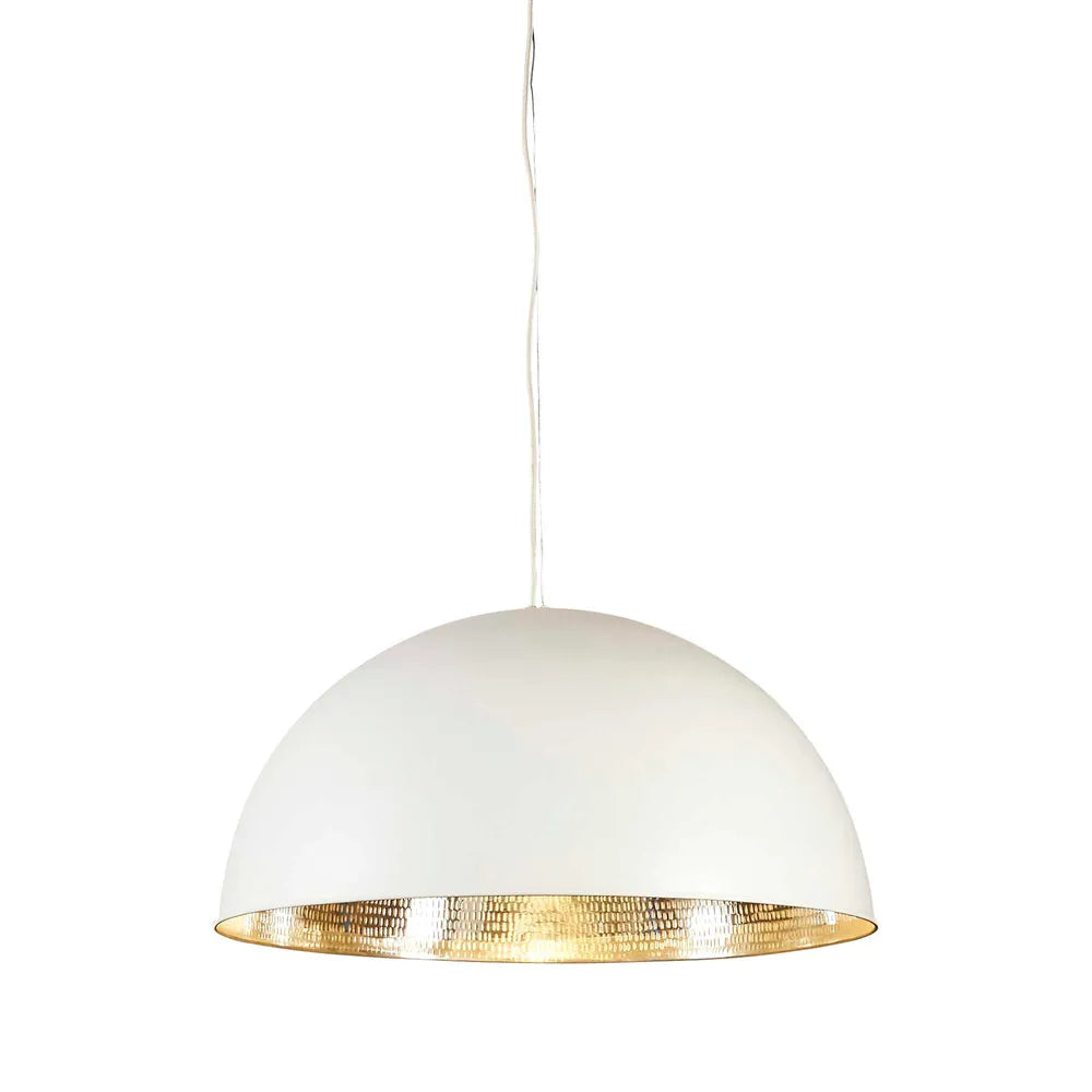 Alfresco Dome Ceiling Pendant Lamp White with Silver Pendant